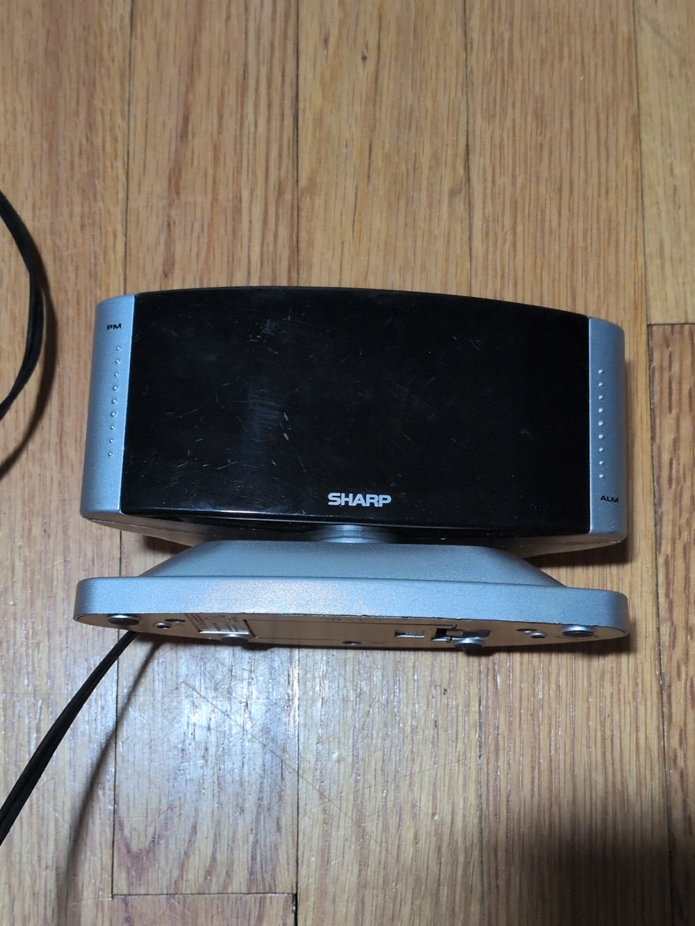 Sharp Black and Silver Digital Alarm Clock Speaker